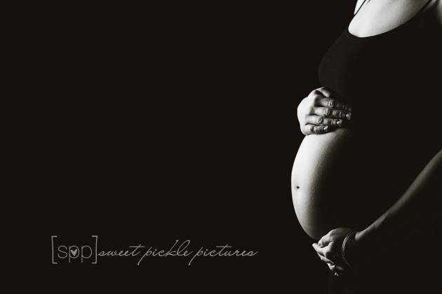 Studio Maternity Portrait Dramatic Lighting - Sweet Pickle Pictures