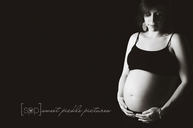 Studio Maternity Portrait Dramatic Lighting - Sweet Pickle Pictures