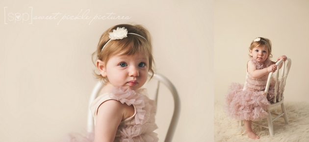12 month milestone studio session little girl - Sweet Pickle Pictures